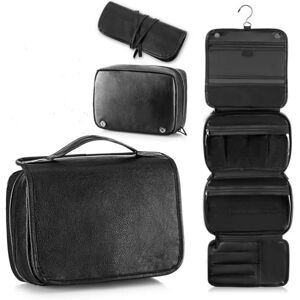 INF Trousse de Toilette de Voyage 3-en-1 - Organisateur Portable en Cuir PU avec Crochet de Suspension & Multiples Compartiments Le noir - Publicité INF Trousse de Toilette de Voyage 3-en-1 - Organisateur Portable en Cuir PU avec Crochet de Suspension & Multiples Compartiments Le noir - Publicité