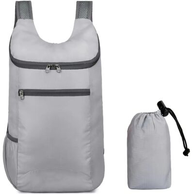 INF Sac à dos pliable en tissu Oxford, léger et résistant à l'eau, grande capacité pour randonnée, voyage et salle de sport Gris - Publicité INF Sac à dos pliable en tissu Oxford, léger et résistant à l'eau, grande capacité pour randonnée, voyage et salle de sport Gris - Publicité