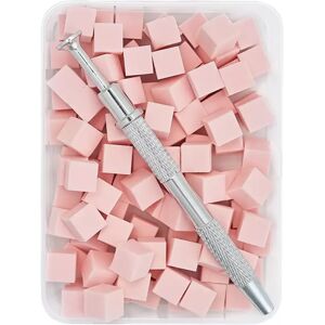 INF Mini éponges pour ongles - Lot de 100 éponges de mélange carrées roses avec étui - Publicité INF Mini éponges pour ongles - Lot de 100 éponges de mélange carrées roses avec étui - Publicité