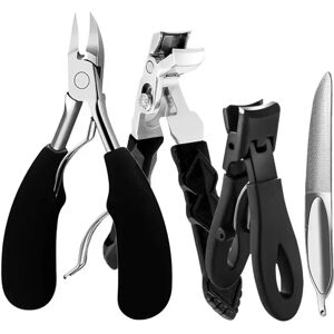 INF Set 4 pièces Pince à ongles à mâchoire large inclinée avec récupérateur, lime, plastique+acier inoxydable, noir - Publicité INF Set 4 pièces Pince à ongles à mâchoire large inclinée avec récupérateur, lime, plastique+acier inoxydable, noir - Publicité