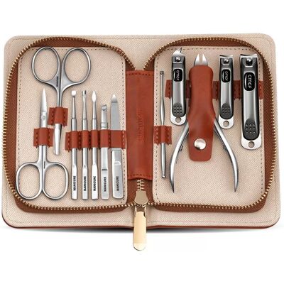 INF Kit de Coupe-Ongles 12 Pièces Professionnel pour Manucure et Pédicure Marron - Publicité INF Kit de Coupe-Ongles 12 Pièces Professionnel pour Manucure et Pédicure Marron - Publicité