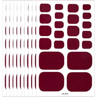 INF 10 Feuilles d'Autocollants pour Ongles d'Orteil - Couleurs Unies avec Lime à Ongles, Matériau PET Imperméable Vin rouge - Publicité INF 10 Feuilles d'Autocollants pour Ongles d'Orteil - Couleurs Unies avec Lime à Ongles, Matériau PET Imperméable Vin rouge - Publicité