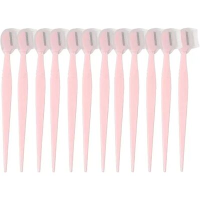 INF Lot de 12 Rasoirs à Sourcils Améliorés avec Peigne - Outil Sûr et Précis d'Épilation du Visage Rose - Publicité INF Lot de 12 Rasoirs à Sourcils Améliorés avec Peigne - Outil Sûr et Précis d'Épilation du Visage Rose - Publicité