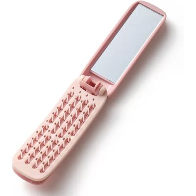 INF Peigne Miroir Rectangulaire Pliable - Brosse à Cheveux Portable et Auto-Nettoyante Rose - Publicité INF Peigne Miroir Rectangulaire Pliable - Brosse à Cheveux Portable et Auto-Nettoyante Rose - Publicité