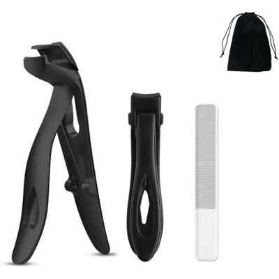 INF Set de manucure professionnel 3 pièces - coupe-ongles incurvés en acier inoxydable, lime en verre et prise ergonomique - Publicité INF Set de manucure professionnel 3 pièces - coupe-ongles incurvés en acier inoxydable, lime en verre et prise ergonomique - Publicité