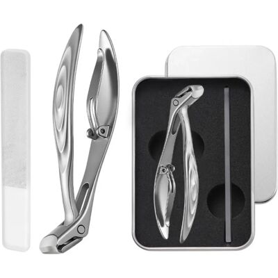 INF Pince à Ongles Anti-Éclaboussures Anglée (Coupe-Ongles + Lime Nano) - Mâchoire 45° 8mm, Acier Inoxydable Argent - Publicité INF Pince à Ongles Anti-Éclaboussures Anglée (Coupe-Ongles + Lime Nano) - Mâchoire 45° 8mm, Acier Inoxydable Argent - Publicité