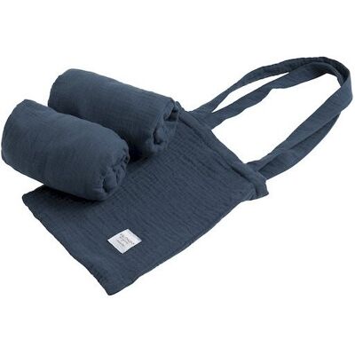 Lot de 2 draps housse rectangulaires pour berceau Sauthon Original Bleu Saphir - Publicité Lot de 2 draps housse rectangulaires pour berceau Sauthon Original Bleu Saphir - Publicité