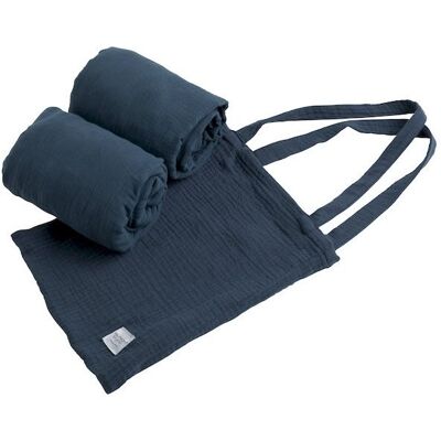 Lot de 2 draps housse ovales pour lit 140x70 Sauthon Original Bleu Saphir - Publicité Lot de 2 draps housse ovales pour lit 140x70 Sauthon Original Bleu Saphir - Publicité