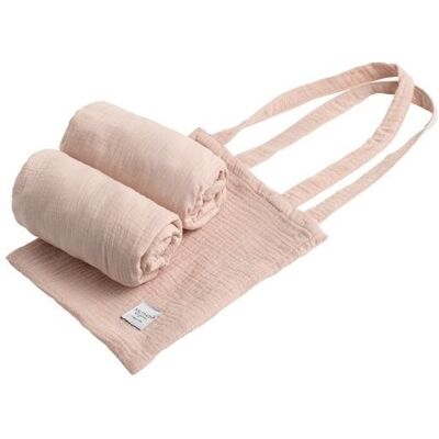 Lot de 2 draps housse rectangulaires pour berceau Sauthon Original Rose Quartz - Publicité Lot de 2 draps housse rectangulaires pour berceau Sauthon Original Rose Quartz - Publicité