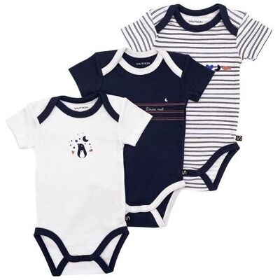 Sauthon Lot 3 bodies manches courtes - 3 mois Baby Sailor - Publicité Sauthon Lot 3 bodies manches courtes - 3 mois Baby Sailor - Publicité
