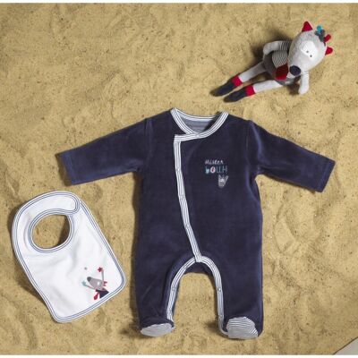 Sauthon Pyjama velours bleu marine - 3 mois - Mister Bouh - Publicité Sauthon Pyjama velours bleu marine - 3 mois - Mister Bouh - Publicité