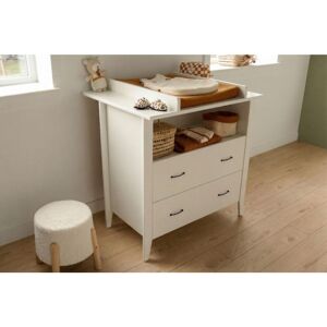 Sauthon Commode à langer 2 tiroirs et une niche poignées métal - Angèle - Publicité Sauthon Commode à langer 2 tiroirs et une niche poignées métal - Angèle - Publicité