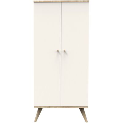 Sauthon Armoire 2 portes avec pieds bois décor vanille - Publicité Sauthon Armoire 2 portes avec pieds bois décor vanille - Publicité