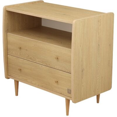Sauthon Commode 2 tiroirs et 1 niche décor chêne vintage poignées dorées My Love - Publicité Sauthon Commode 2 tiroirs et 1 niche décor chêne vintage poignées dorées My Love - Publicité
