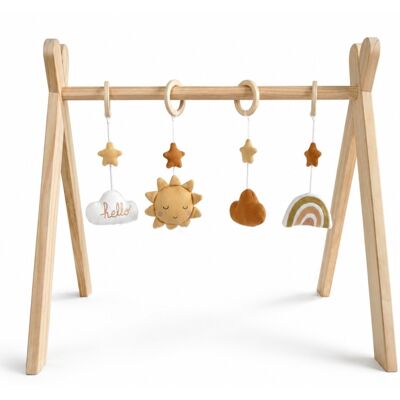 Sauthon Arche d'éveil bois avec 4 jouets - Publicité Sauthon Arche d'éveil bois avec 4 jouets - Publicité