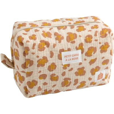 Sauthon Trousse de toilette en gaze de coton imprimé léopard Petit Chou - Publicité Sauthon Trousse de toilette en gaze de coton imprimé léopard Petit Chou - Publicité