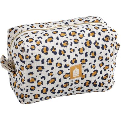 Sauthon Trousse de toilette en gaze de coton imprimé léopard - Publicité Sauthon Trousse de toilette en gaze de coton imprimé léopard - Publicité
