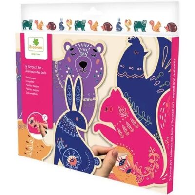 Au sycomore Coffret art scratch animaux - Publicité Au sycomore Coffret art scratch animaux - Publicité