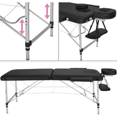 Helloshop26 Table de massage pliable 2 zones alu + Housse - Noir - Publicité Helloshop26 Table de massage pliable 2 zones alu + Housse - Noir - Publicité