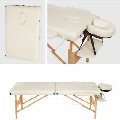 Helloshop26 Table de massage pliante 2 zones - Crème - Publicité Helloshop26 Table de massage pliante 2 zones - Crème - Publicité