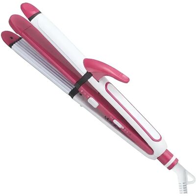 Avizar Fer à Lisser 3-en-1 avec Fonction Boucleur et Coiffeur Blanc / Rose - Publicité Avizar Fer à Lisser 3-en-1 avec Fonction Boucleur et Coiffeur Blanc / Rose - Publicité