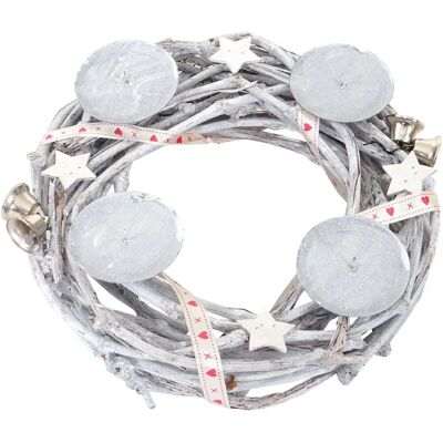 Decoshop26 Couronne Avent Bois Ø 30 cm Blanc-Gris - Publicité Decoshop26 Couronne Avent Bois Ø 30 cm Blanc-Gris - Publicité
