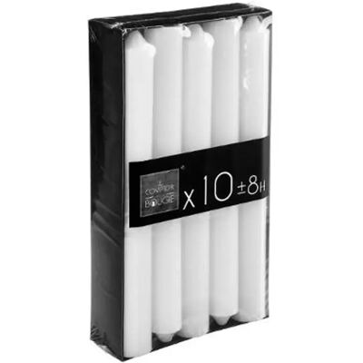 Générique Lot de 10 Bougies Bâtons Basic Blanc - Publicité Générique Lot de 10 Bougies Bâtons Basic Blanc - Publicité