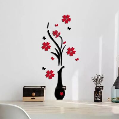 Générique Autocollant Mural 3D Vase de Fleurs - 80x35cm - Publicité Générique Autocollant Mural 3D Vase de Fleurs - 80x35cm - Publicité