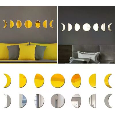 Générique Miroir lune acrylique - Décor mural sans clou - Phases - Publicité Générique Miroir lune acrylique - Décor mural sans clou - Phases - Publicité