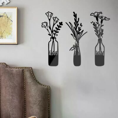 Générique Autocollant mural de vase 3D - 3 pièces - Acrylique - Publicité Générique Autocollant mural de vase 3D - 3 pièces - Acrylique - Publicité