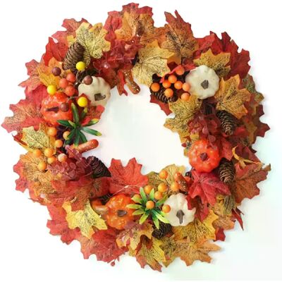 Générique Couronne d'automne 45 cm - Citrouille et érable - Publicité Générique Couronne d'automne 45 cm - Citrouille et érable - Publicité