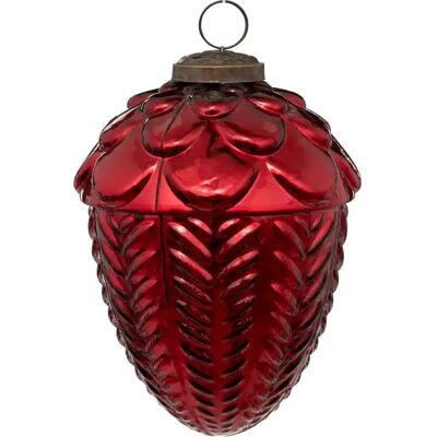 ATMOSPHERA Sujet de Noël en Verre Pomme de Pin 13cm Rouge - Publicité ATMOSPHERA Sujet de Noël en Verre Pomme de Pin 13cm Rouge - Publicité