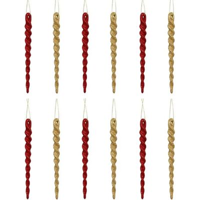 ATMOSPHERA Lot de 12 Sujets de Noël Glaçons 13cm Rouge & Or - Publicité ATMOSPHERA Lot de 12 Sujets de Noël Glaçons 13cm Rouge & Or - Publicité