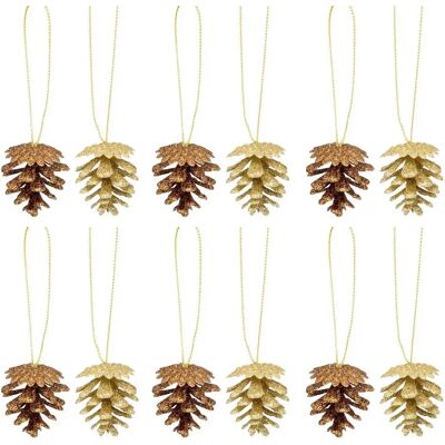 ATMOSPHERA Lot de 12 Sujets de Noël Pommes de pin 3cm Or & Bronze - Publicité ATMOSPHERA Lot de 12 Sujets de Noël Pommes de pin 3cm Or & Bronze - Publicité