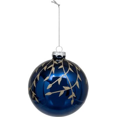 ATMOSPHERA Boule de Noël en Verre Branche Pailletée 10cm Bleu - Publicité ATMOSPHERA Boule de Noël en Verre Branche Pailletée 10cm Bleu - Publicité