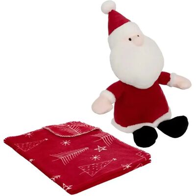 ATMOSPHERA Plaid Imprimé & Peluche Père Noël 75x90cm Rouge - Publicité ATMOSPHERA Plaid Imprimé & Peluche Père Noël 75x90cm Rouge - Publicité