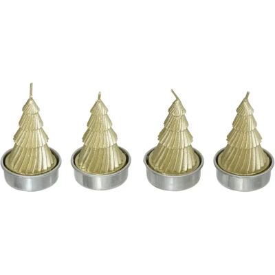 ATMOSPHERA Lot de 4 Bougies Chauffe-Plat Sapin 6cm Or - Publicité ATMOSPHERA Lot de 4 Bougies Chauffe-Plat Sapin 6cm Or - Publicité