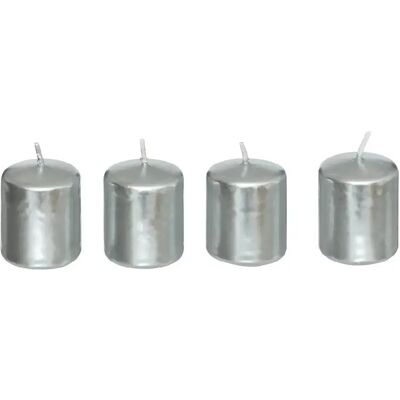 ATMOSPHERA Lot de 4 Bougies Déco Satin 4cm Argent - Publicité ATMOSPHERA Lot de 4 Bougies Déco Satin 4cm Argent - Publicité
