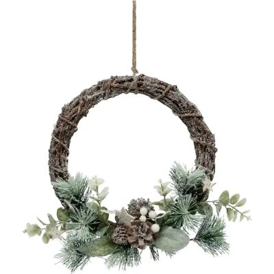 Unknown - WREATH-25 - pommes de pin - baies blanches - Couronne - Publicité Unknown - WREATH-25 - pommes de pin - baies blanches - Couronne - Publicité