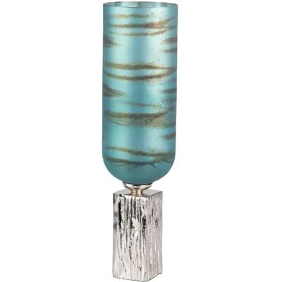 Alexandra House Living Vase en verre, aluminium et nickel bleu 16 x 16 x 58 cm - Publicité Alexandra House Living Vase en verre, aluminium et nickel bleu 16 x 16 x 58 cm - Publicité