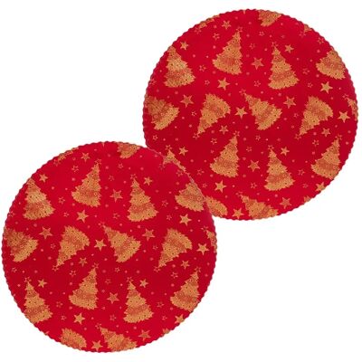 Feeric Lights And Christmas Lot de 2 sets de table en velours SAPIN - Rouge - Publicité Feeric Lights And Christmas Lot de 2 sets de table en velours SAPIN - Rouge - Publicité