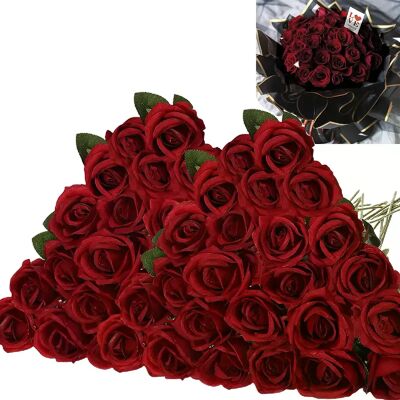 General Roses artificielles en velours, 50 pièces, fausses Roses à toucher réel, pour la saint-valentin, Bouquet de mariage, décoration de maison, DIY~0626 - Publicité General Roses artificielles en velours, 50 pièces, fausses Roses à toucher réel, pour la saint-valentin, Bouquet de mariage, décoration de maison, DIY~0626 - Publicité
