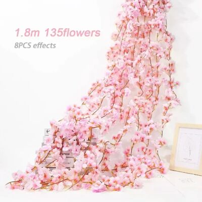 General Guirlande de fleurs artificielles de cerisier Sakura, 180cm, arc de mariage, arrière-plan de jardin, décoration de fête à domicile, fausses plantes de vigne en soie~0242 - Publicité General Guirlande de fleurs artificielles de cerisier Sakura, 180cm, arc de mariage, arrière-plan de jardin, décoration de fête à domicile, fausses plantes de vigne en soie~0242 - Publicité