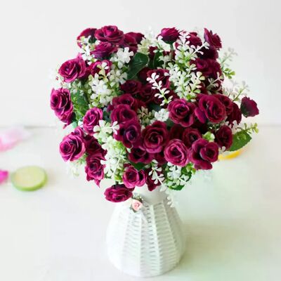General Mini Roses artificielles à 15 têtes, 30cm, Bouquet de fleurs pour la maison, le salon, le bureau, ornement de bureau, fausses fleurs, décor de fête de mariage~0398 - Publicité General Mini Roses artificielles à 15 têtes, 30cm, Bouquet de fleurs pour la maison, le salon, le bureau, ornement de bureau, fausses fleurs, décor de fête de mariage~0398 - Publicité