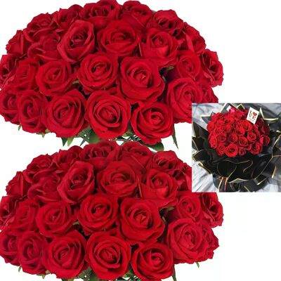General Roses artificielles en velours, 50 pièces, fausses Roses à toucher réel, pour la saint-valentin, Bouquet de mariage, décoration de maison, DIY~0625 - Publicité General Roses artificielles en velours, 50 pièces, fausses Roses à toucher réel, pour la saint-valentin, Bouquet de mariage, décoration de maison, DIY~0625 - Publicité