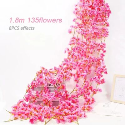 General Guirlande de fleurs artificielles de cerisier Sakura, 180cm, arc de mariage, arrière-plan de jardin, décoration de fête à domicile, fausses plantes de vigne en soie~0244 - Publicité General Guirlande de fleurs artificielles de cerisier Sakura, 180cm, arc de mariage, arrière-plan de jardin, décoration de fête à domicile, fausses plantes de vigne en soie~0244 - Publicité