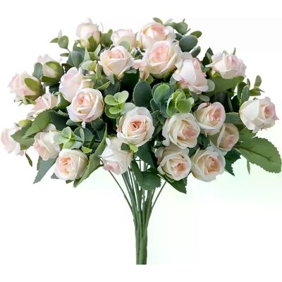 General Bouquet de roses artificielles en soie, 10 têtes, feuilles d'eucalyptus blanches, fausses fleurs pour Table de mariage, Vase de fête, décoration de maison~0057 - Publicité General Bouquet de roses artificielles en soie, 10 têtes, feuilles d'eucalyptus blanches, fausses fleurs pour Table de mariage, Vase de fête, décoration de maison~0057 - Publicité
