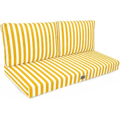 Déco Arts Coussins pour salon de jardin déhoussable 100x50cm Rayure jaunes - Publicité Déco Arts Coussins pour salon de jardin déhoussable 100x50cm Rayure jaunes - Publicité