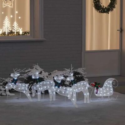 vidaXL Rennes LED 5 pcs Blanc tissu - Publicité vidaXL Rennes LED 5 pcs Blanc tissu - Publicité