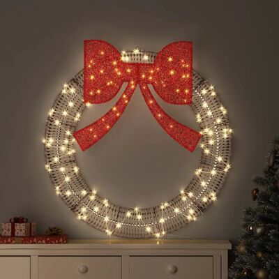 vidaXL Couronne avec 80 LED Blanc chaud 91 x 91 x 9 cm PET - Publicité vidaXL Couronne avec 80 LED Blanc chaud 91 x 91 x 9 cm PET - Publicité